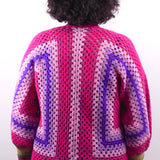 Handmade organic cotton crochet pink wave cardigan by Ana Chic