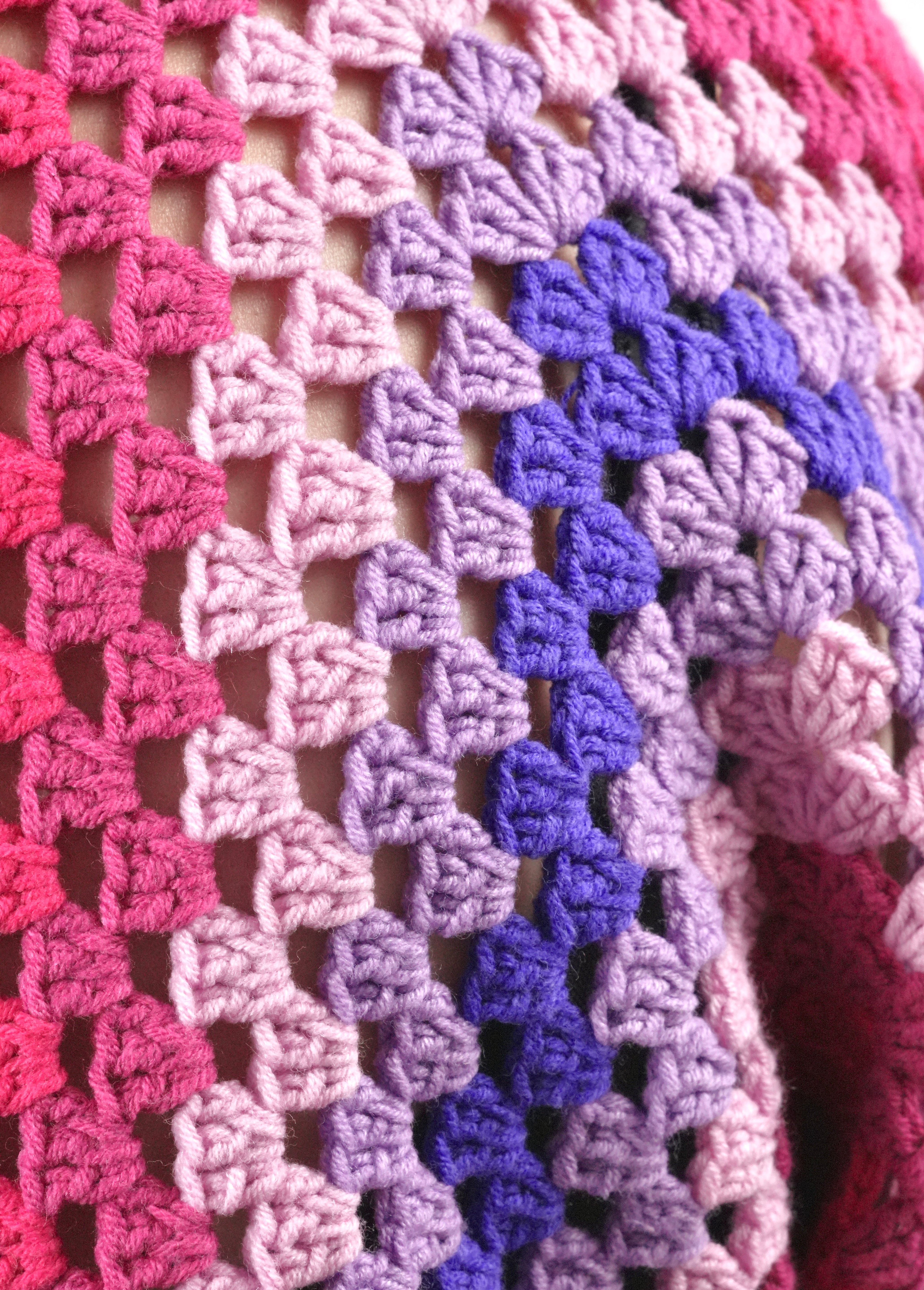 Handmade organic cotton crochet pink wave cardigan by Ana Chic