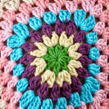 Handmade organic cotton crochet rainbow mosaic cardigan by Ana Chic