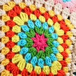 Handmade organic cotton crochet rainbow mosaic cardigan by Ana Chic