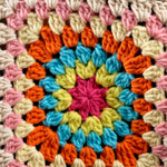 Handmade organic cotton crochet rainbow mosaic cardigan by Ana Chic