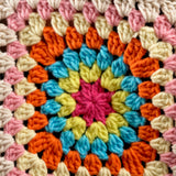 Handmade organic cotton crochet rainbow mosaic cardigan by Ana Chic