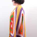 Handmade organic cotton crochet sunset geo crochet cardigan by Ana Chic