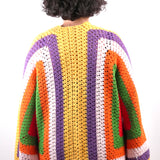 Handmade organic cotton crochet sunset geo crochet cardigan by Ana Chic