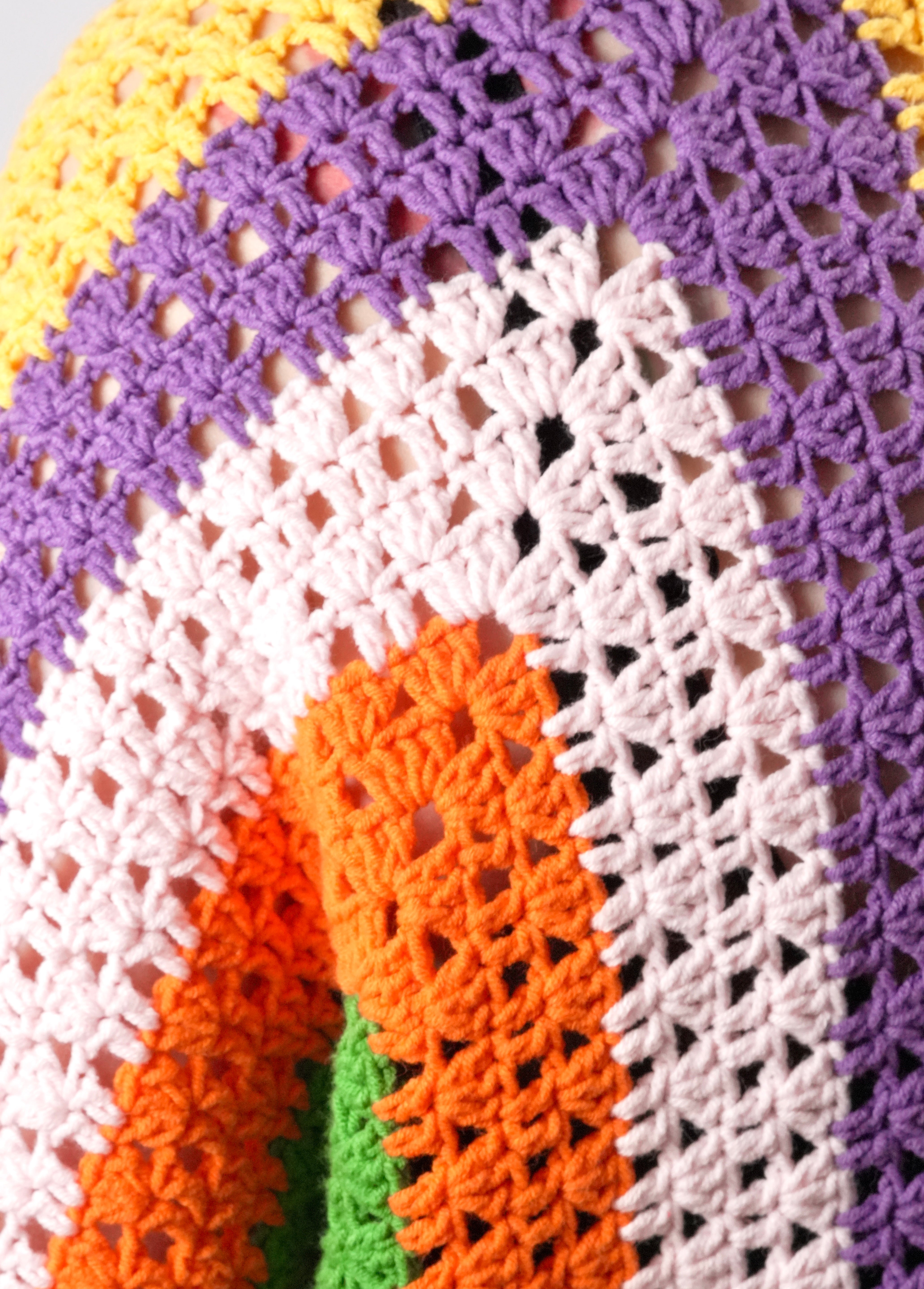 Handmade organic cotton crochet sunset geo crochet cardigan by Ana Chic