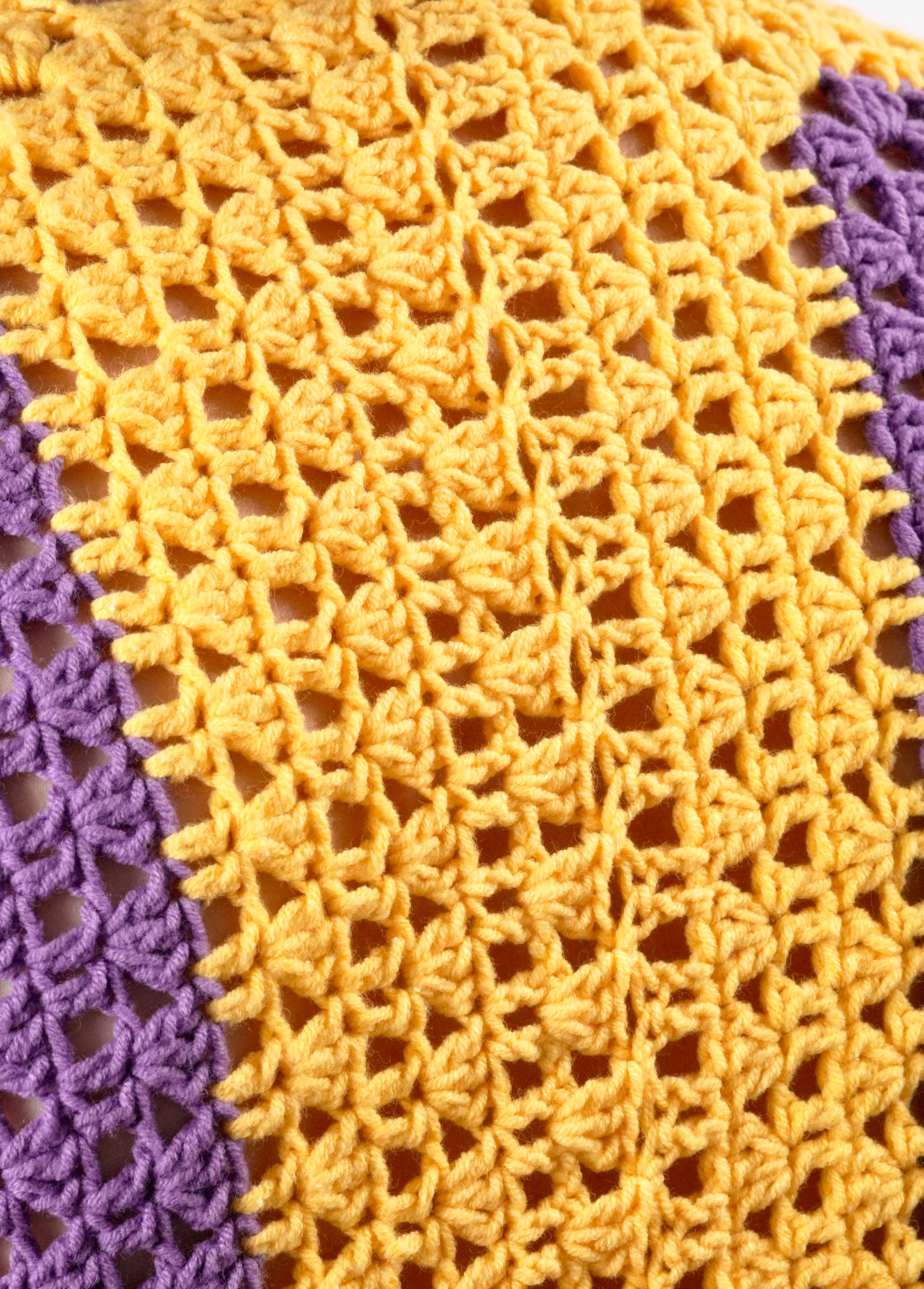 Handmade organic cotton crochet sunset geo crochet cardigan by Ana Chic