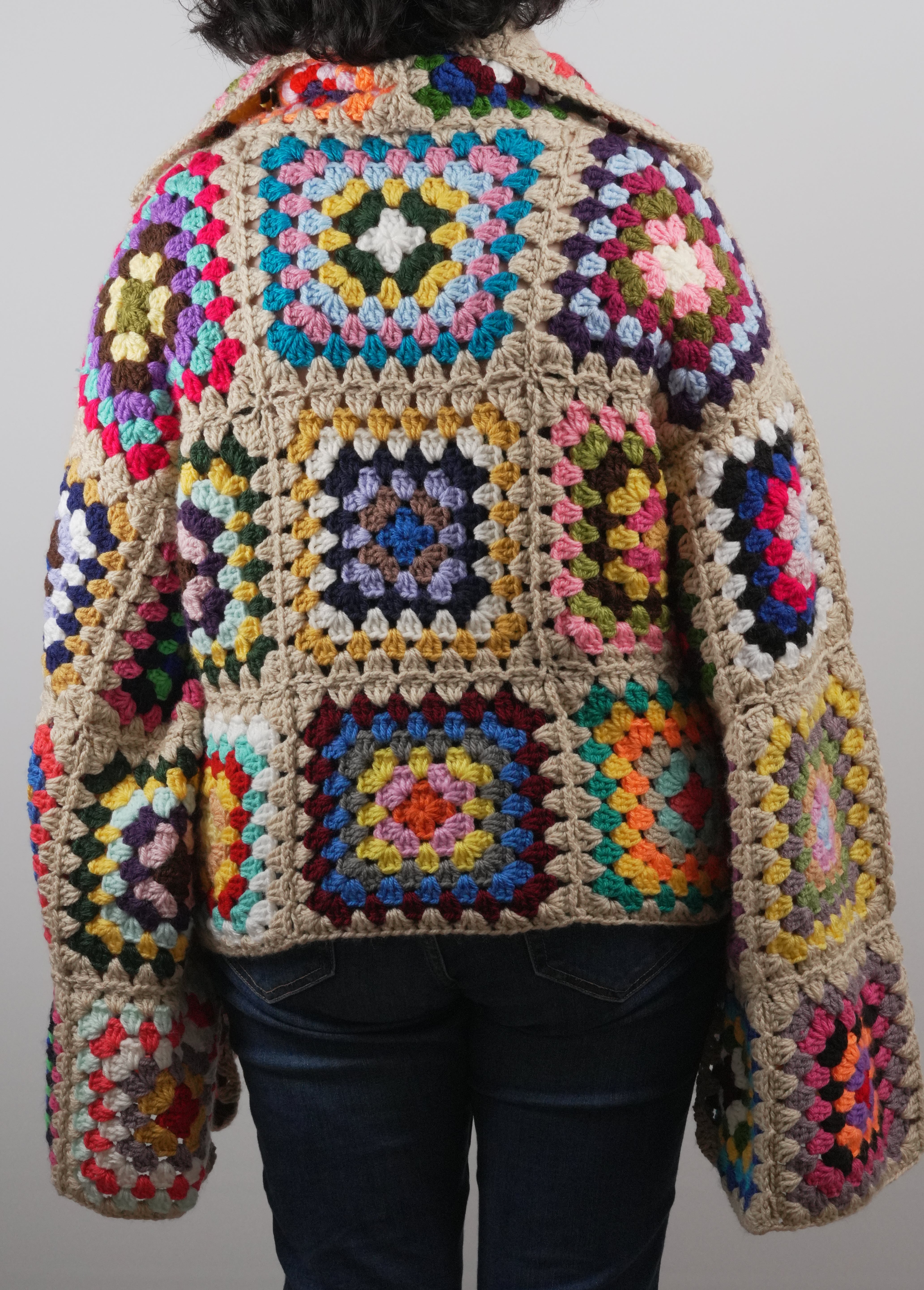 Handmade organic cotton crochet patchwork crochet sweater by Ana Chic