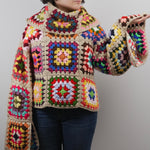 Handmade organic cotton crochet patchwork crochet sweater by Ana Chic