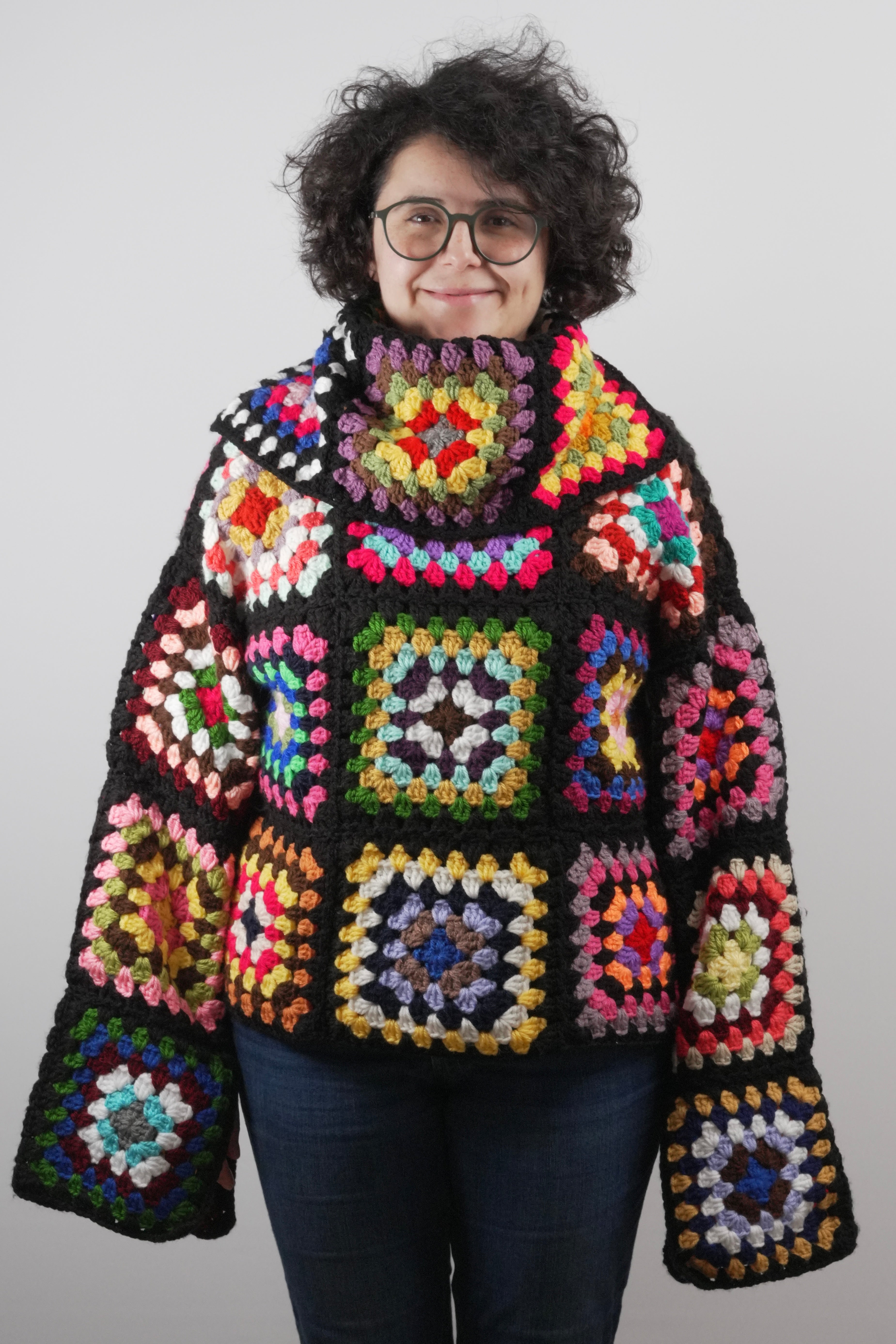 Handmade organic cotton crochet patchwork crochet sweater by Ana Chic