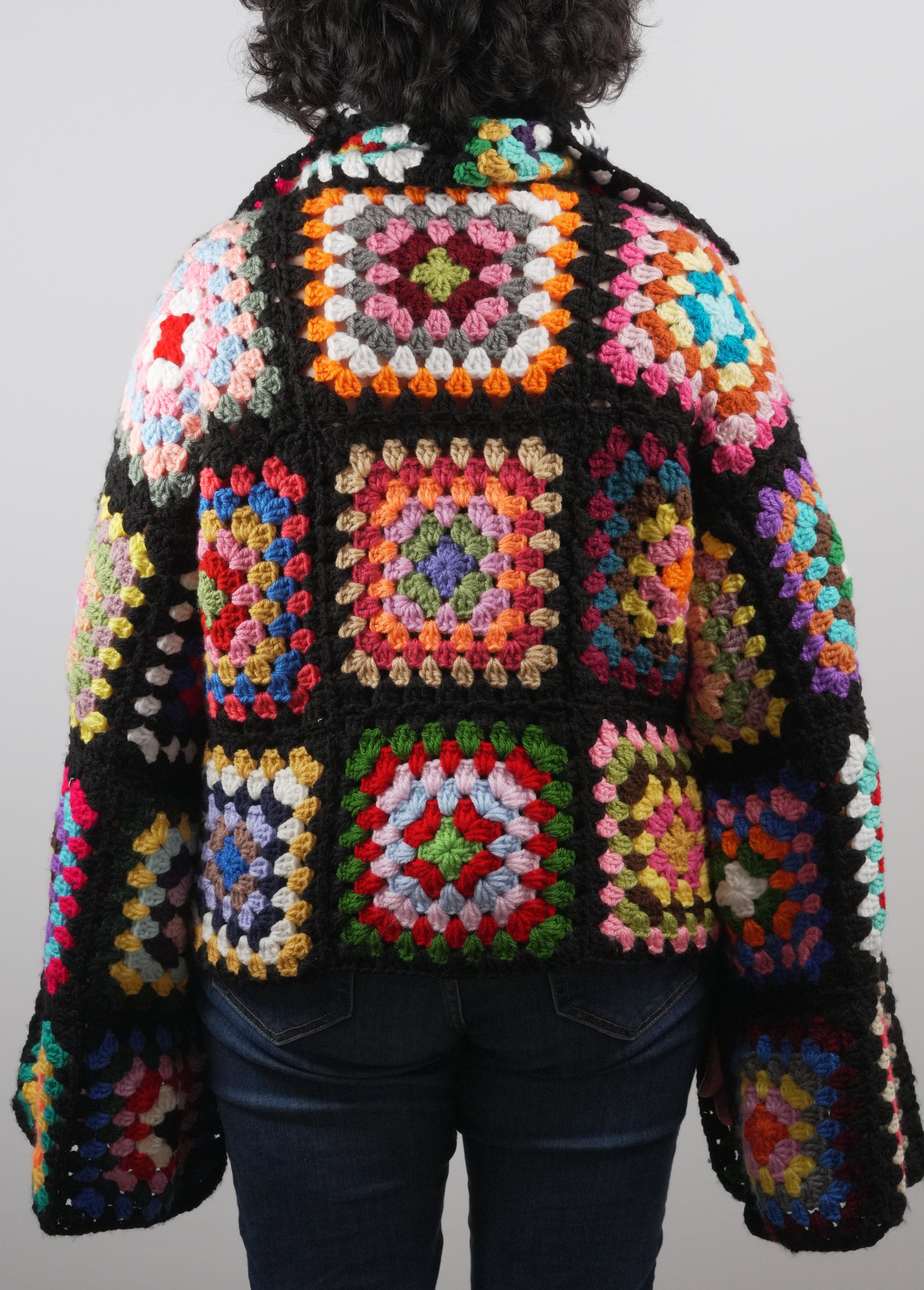 Handmade organic cotton crochet patchwork crochet sweater by Ana Chic