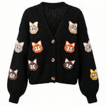 Cat  – Chunky Wool Hand-Knitted Cardigan — handmade chunky wool hand-knit cardigan by Ana Chic