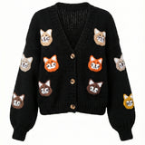 Cat  – Chunky Wool Hand-Knitted Cardigan — handmade chunky wool hand-knit cardigan by Ana Chic