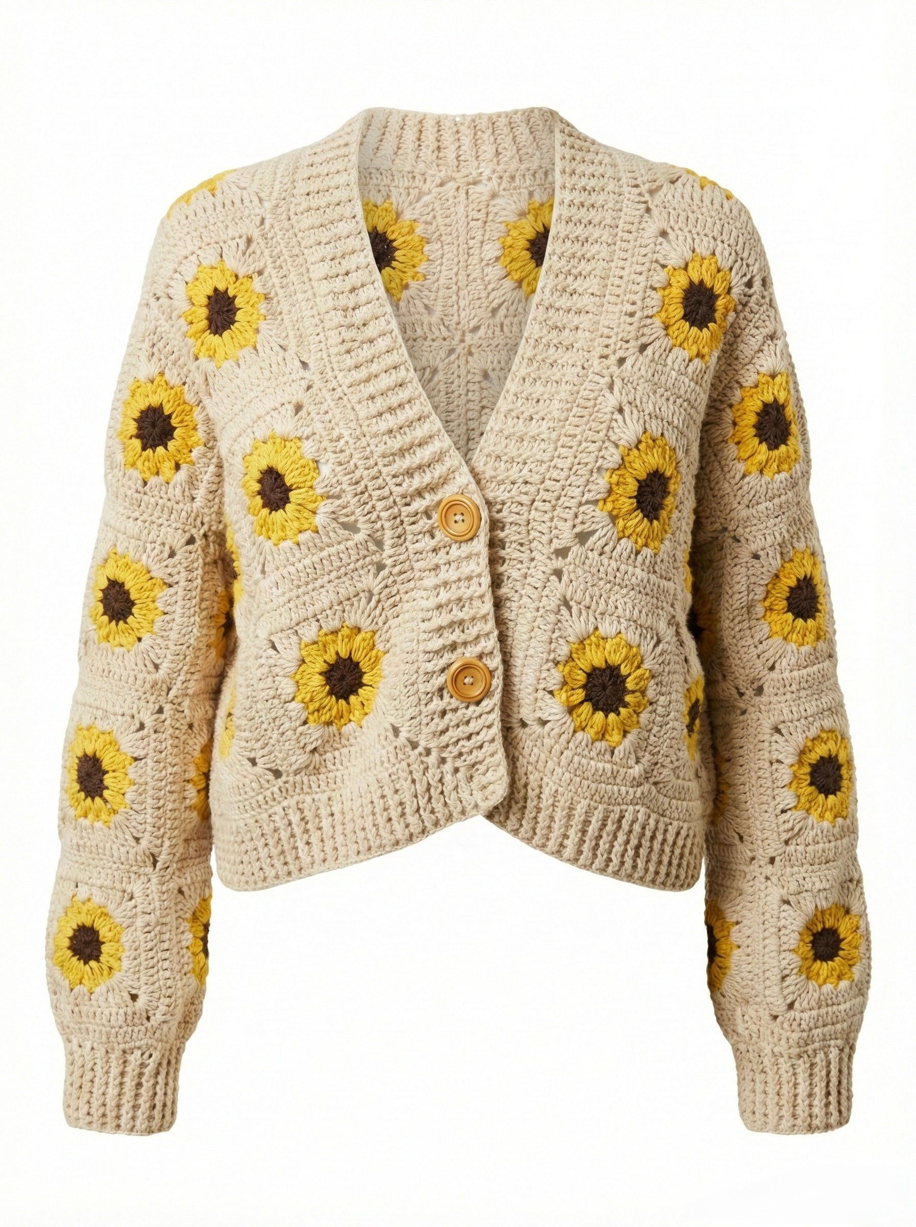 Daisy – Cotton Crochet Cardigan — handmade organic cotton crochet cardigan by Ana Chic, detail 4