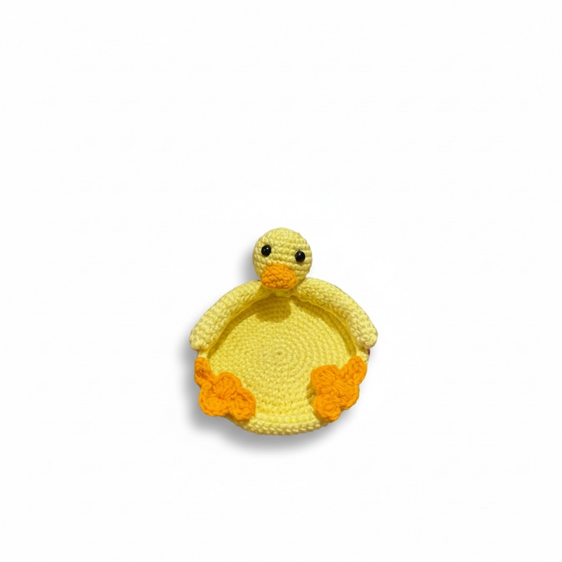 Cozy Tray in Yellow Duck, handmade crochet