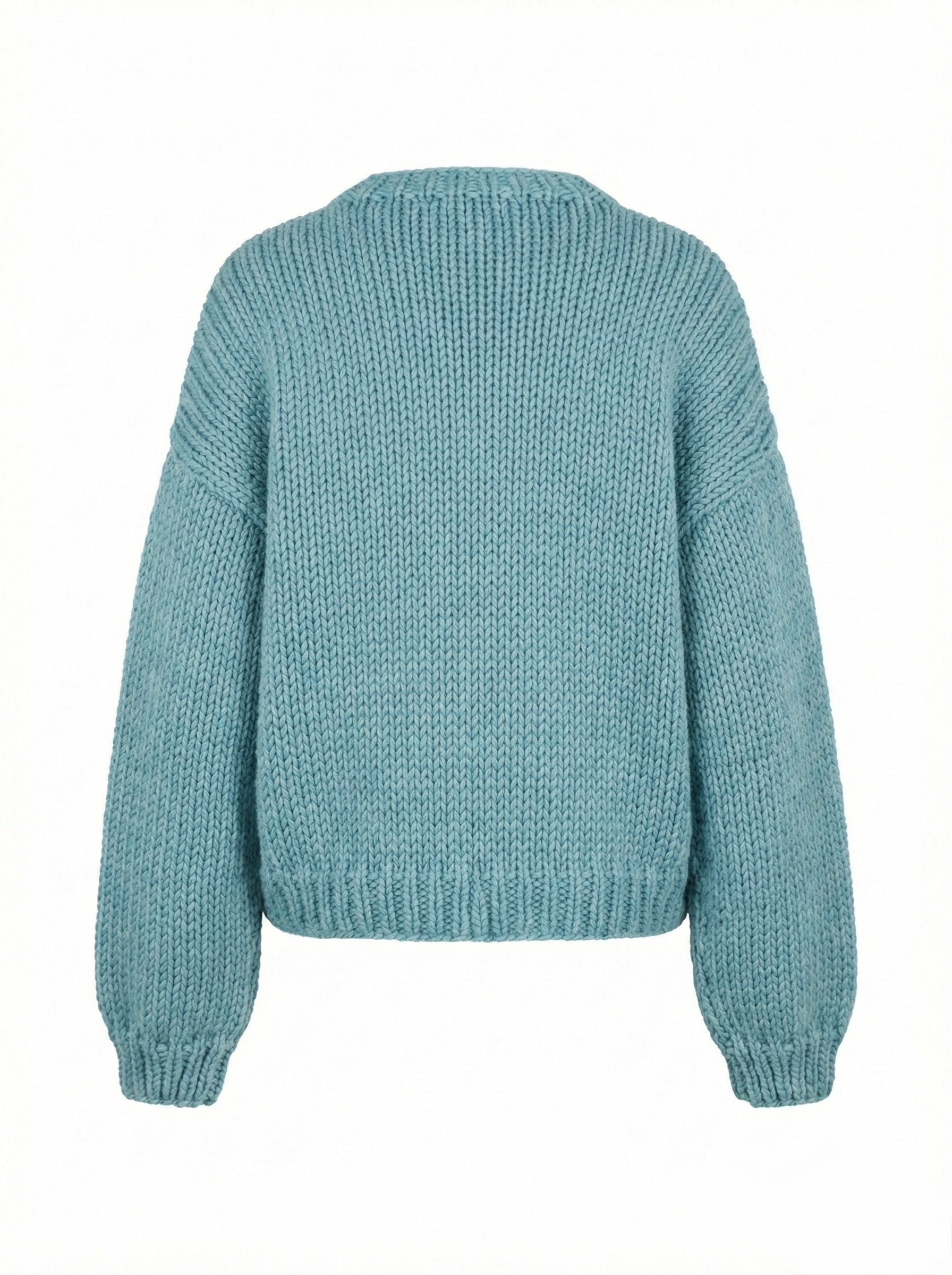 Sunflower  – Chunky Wool Hand-Knitted Cardigan — handmade chunky wool hand-knit cardigan by Ana Chic, styled view