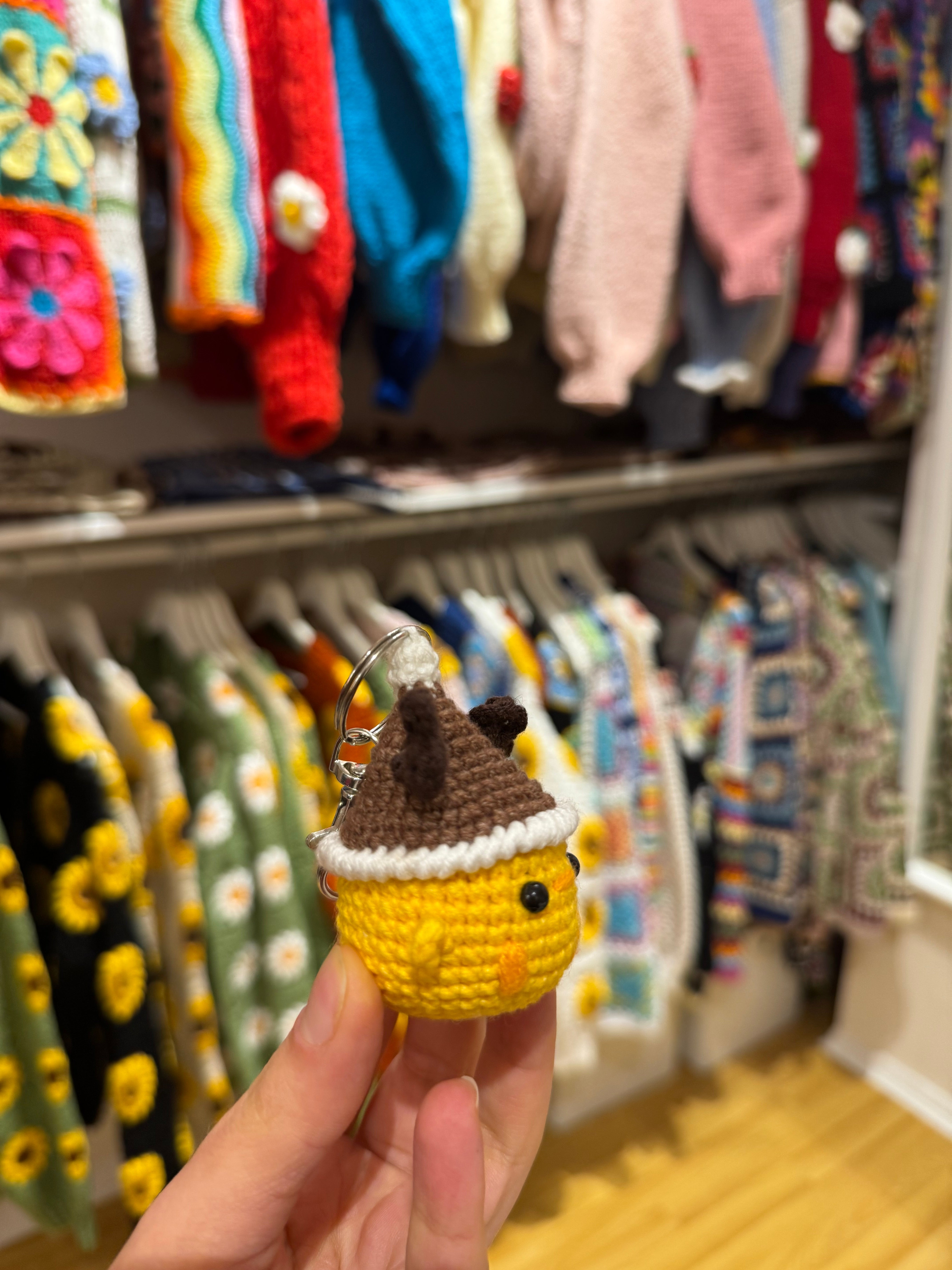 Handmade organic cotton crochet duck keychain 1 by Ana Chic