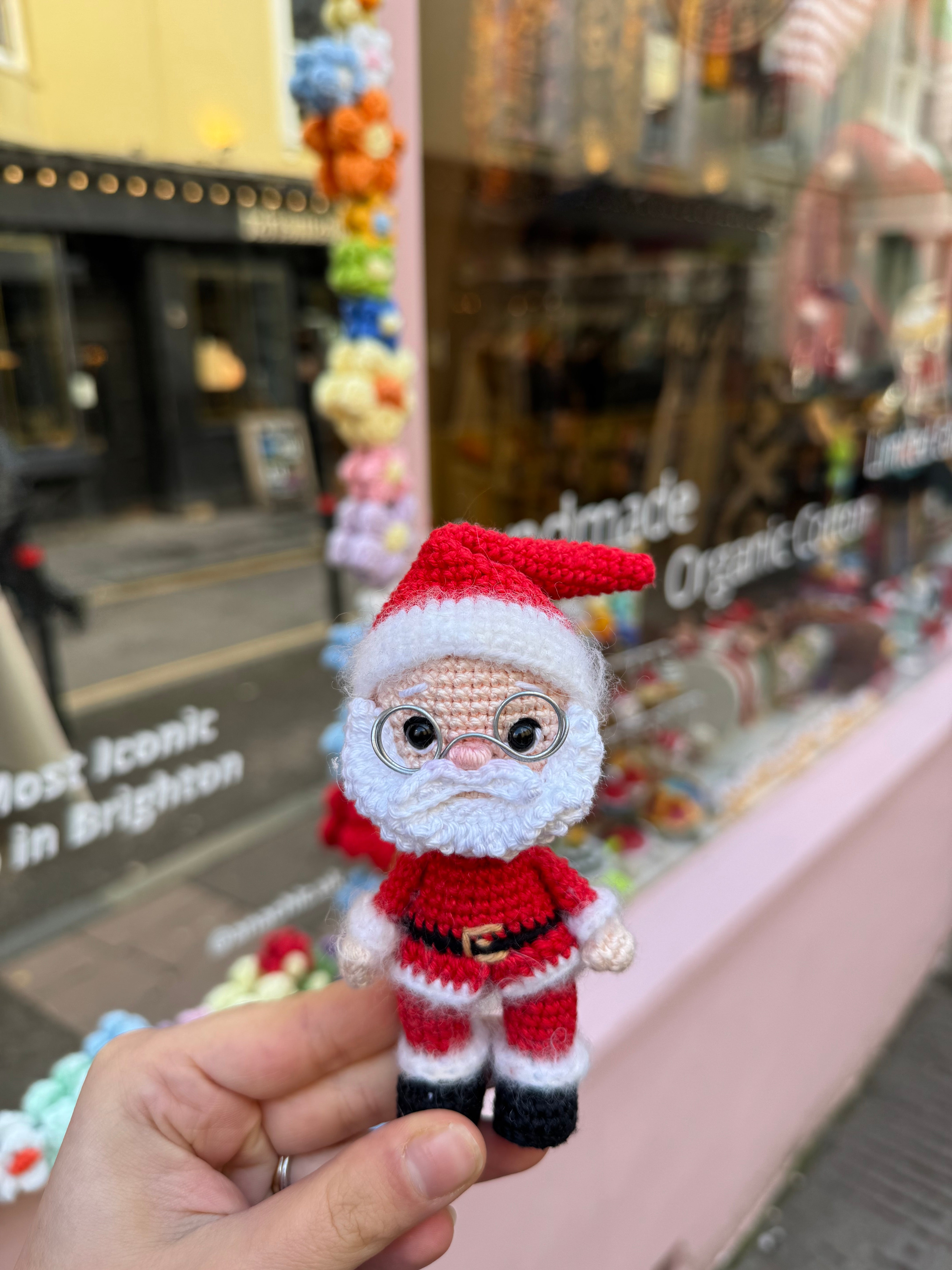 Handmade organic cotton crochet handcrafted christmas keychain by Ana Chic