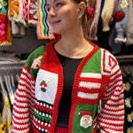 Handmade organic cotton crochet christmas cardigan by Ana Chic