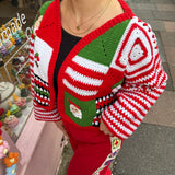 Handmade organic cotton crochet christmas cardigan by Ana Chic