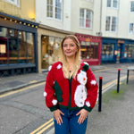 Handmade organic cotton crochet christmas snowman cardigan by Ana Chic