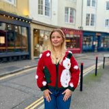 Handmade organic cotton crochet christmas snowman cardigan by Ana Chic