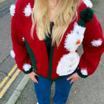 Handmade organic cotton crochet christmas snowman cardigan by Ana Chic