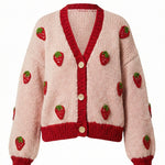 Strawberry  – Chunky Wool Hand-Knitted Cardigan — handmade chunky wool hand-knit cardigan by Ana Chic