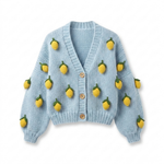 Handmade  by Ana Chic - Lemon  – Chunky Wool Hand-Knitted Cardigan