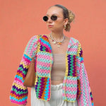 Handmade organic cotton crochet candy patch crochet cardigan by Ana Chic
