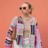 Handmade organic cotton crochet candy patch crochet cardigan by Ana Chic