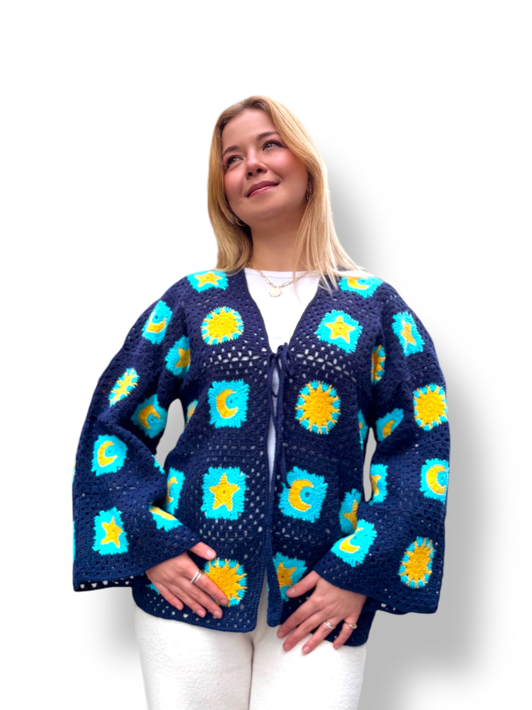 Handmade organic cotton crochet starry night by Ana Chic