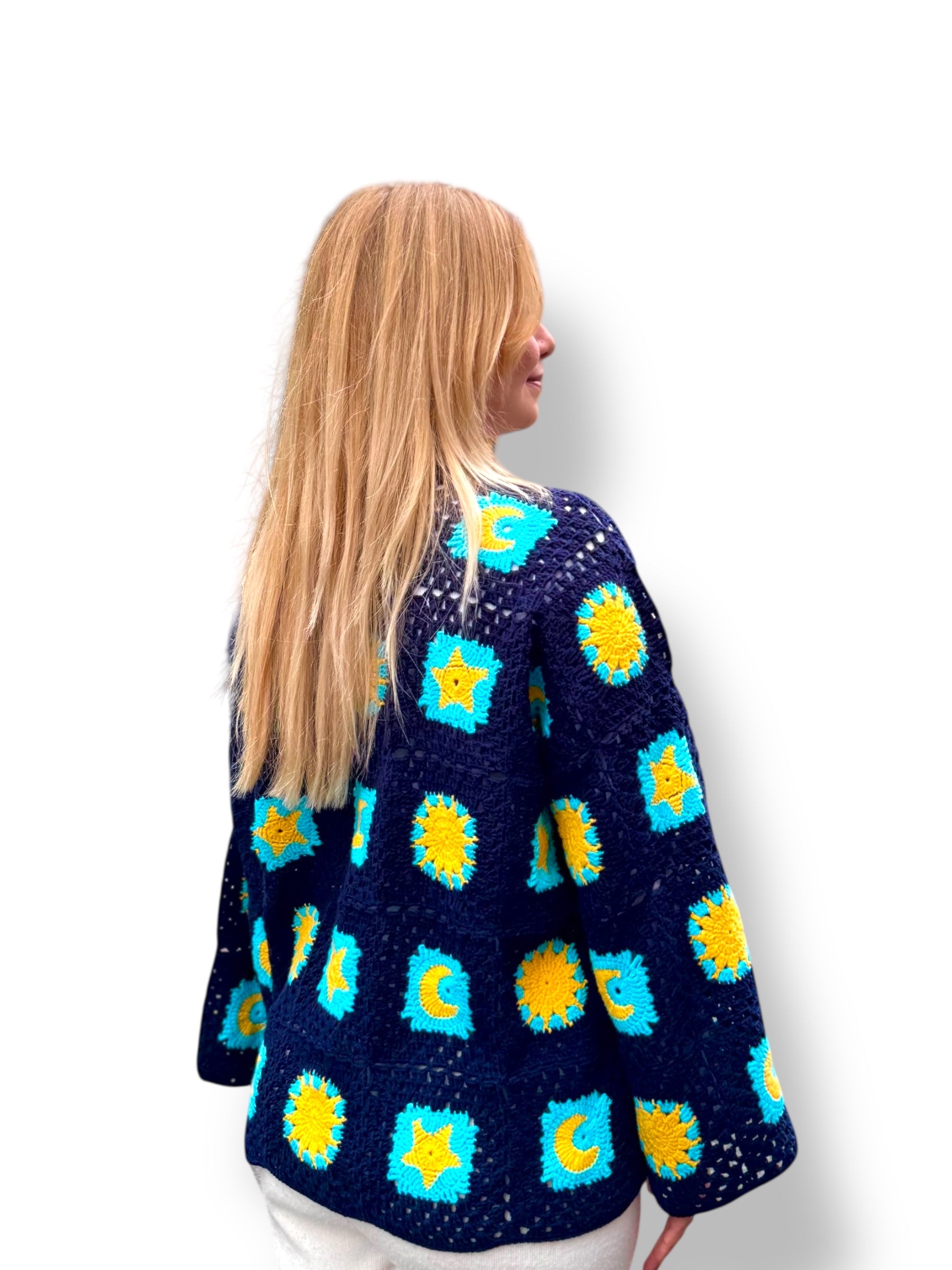 Handmade organic cotton crochet starry night by Ana Chic