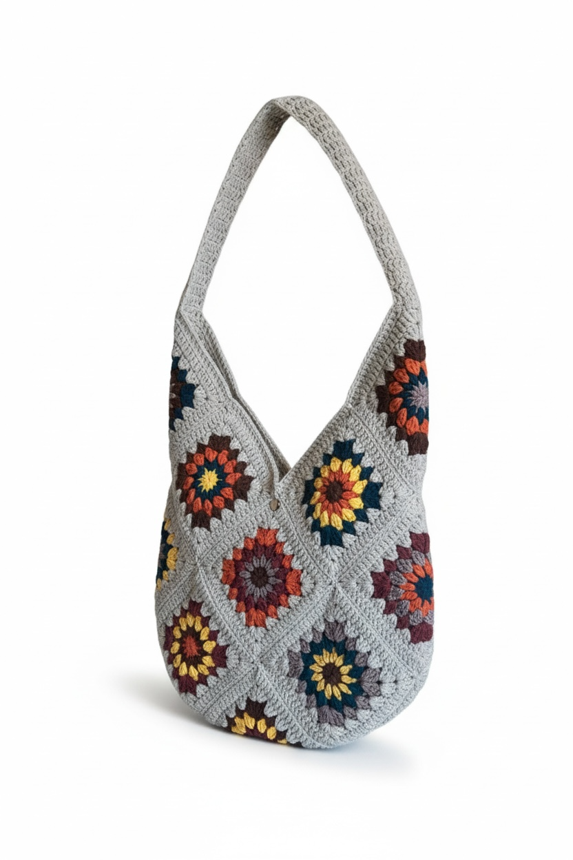 Handmade bag — handmade organic cotton crochet bag by Ana Chic, styled view