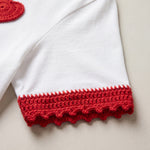 Handmade organic cotton t-shirt with crochet accents by Ana Chic