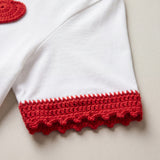 Handmade organic cotton t-shirt with crochet accents by Ana Chic