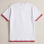 Handmade organic cotton t-shirt with crochet accents by Ana Chic