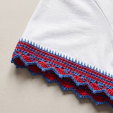 Handmade organic cotton t-shirt with crochet accents by Ana Chic