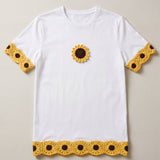 Handmade organic cotton t-shirt with crochet accents by Ana Chic