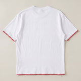 Handmade organic cotton t-shirt with crochet accents by Ana Chic