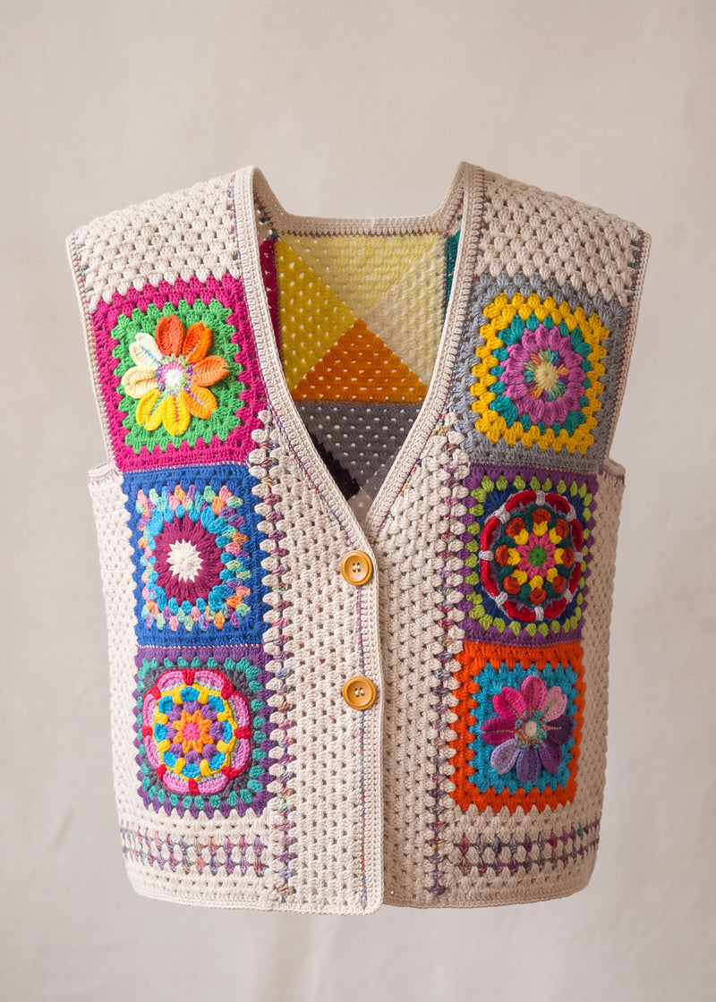 Handmade organic cotton crochet vest by Ana Chic