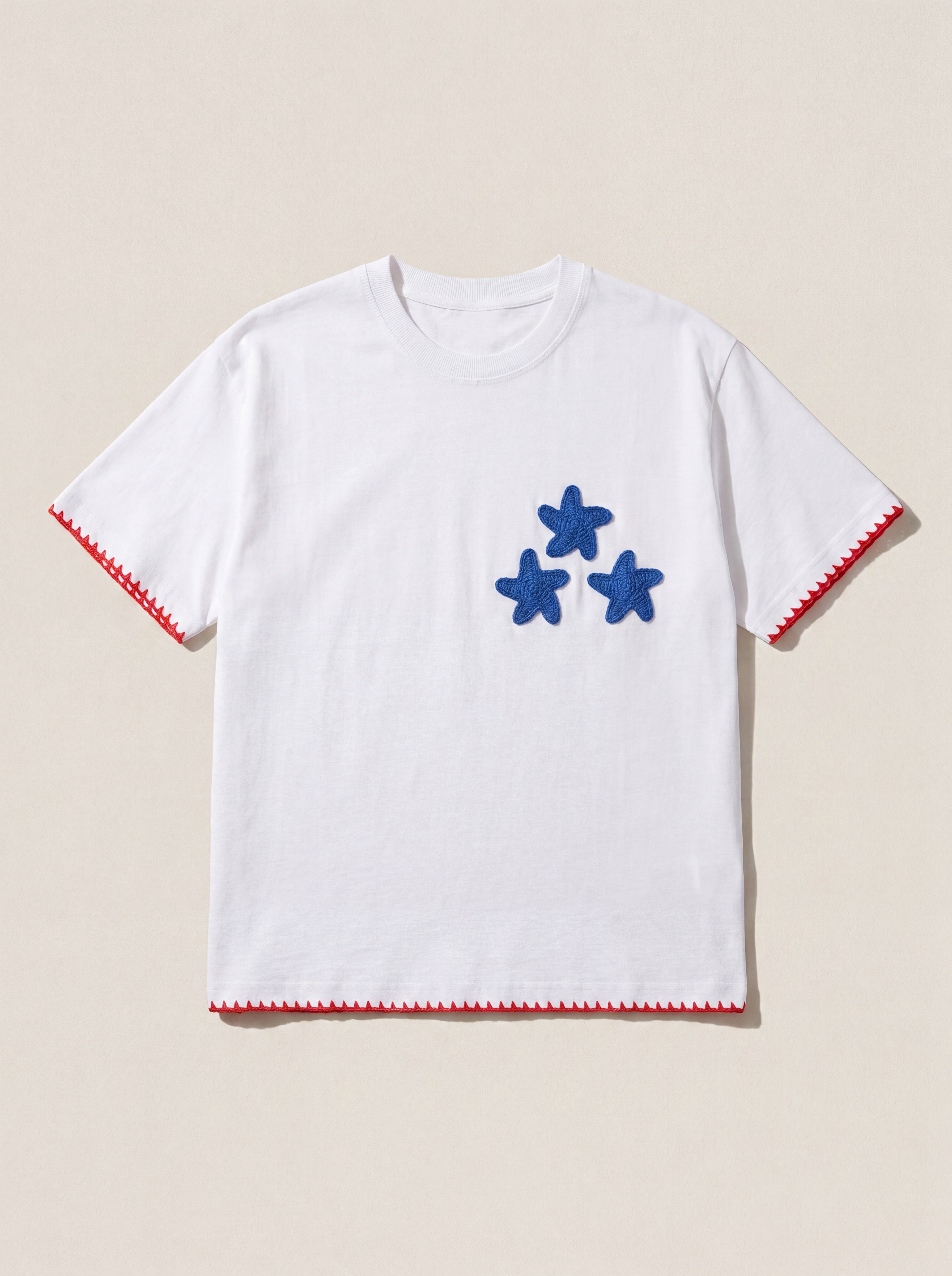 Handmade organic cotton t-shirt with crochet accents by Ana Chic
