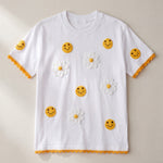 Handmade organic cotton t-shirt with crochet accents by Ana Chic