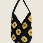 Black Sunflower Bag — handmade organic cotton crochet bag by Ana Chic