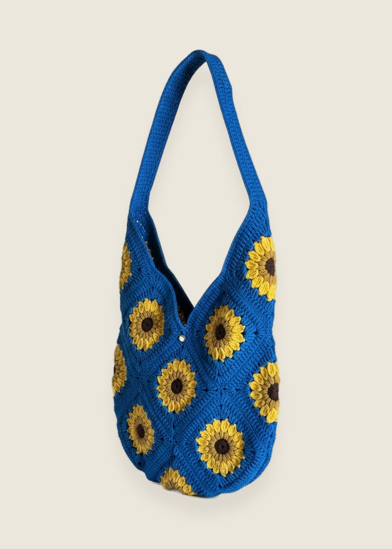 Blue Sunflower Bag — handmade organic cotton crochet bag by Ana Chic