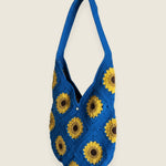 Blue Sunflower Bag — handmade organic cotton crochet bag by Ana Chic