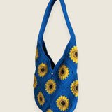Blue Sunflower Bag — handmade organic cotton crochet bag by Ana Chic