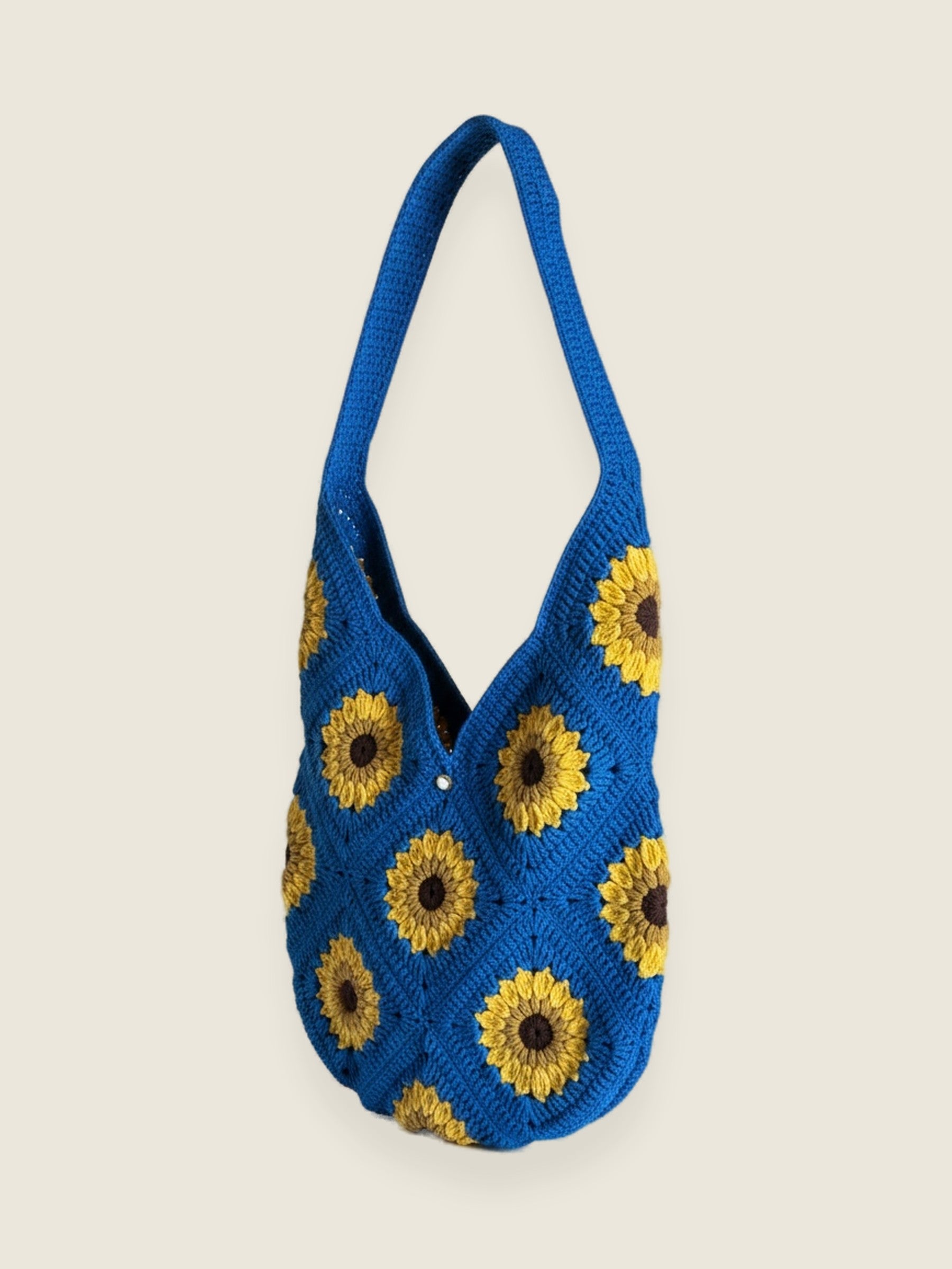 Blue Sunflower Bag — handmade organic cotton crochet bag by Ana Chic