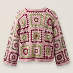Mosaic Cardigan – Pink, back view, handmade crochet