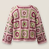 Mosaic Cardigan – Pink, back view, handmade crochet
