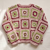 Mosaic Cardigan – Pink, back view, handmade crochet